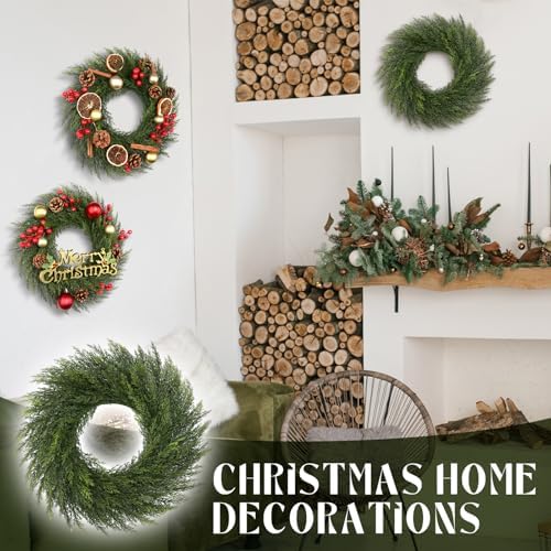 Zeyune 8 Pcs 14" Christmas DIY Green Wreath Artificial Wreath Elegant Style
