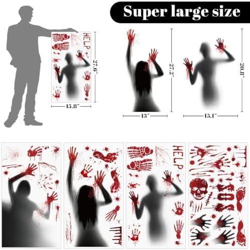 Large Halloween Window Clings Decorations Bloody Handprint Footprint