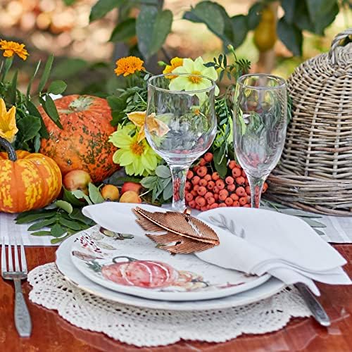 Remerry 18 pcsThanksgiving Napkin Rings Set Fall Autumn Metal Holders