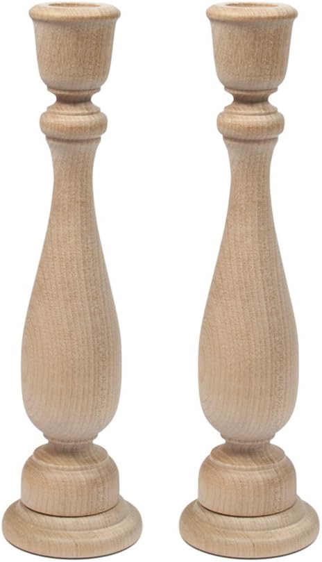Unfinished Maple Wood Candle Sticks / 9 Inch / Set of 2