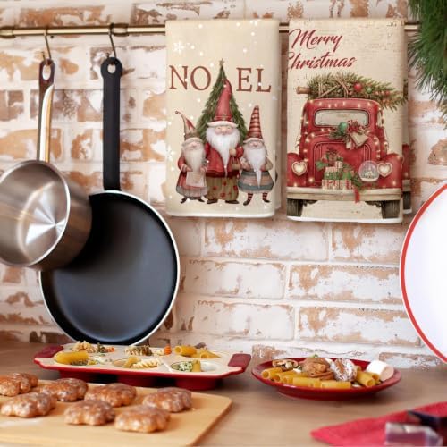Sratte 6 Pcs Christmas Kitchen Towels Vintage Winter Dish Towels