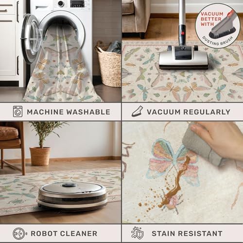 Hazo Haus Light Pink Bathroom Rug - Washable 2x3 Small Kitchen Rugs for Powder Room, Front Door Indoor Entrance, Low