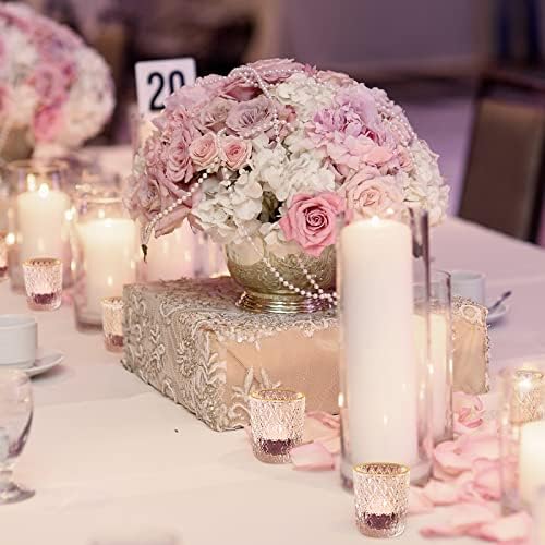 SHMILMH Clear Votive Candle Holders, Glass Tealight Candle Holders Bulk with Rim for Wedding Table Centerpiece Birthday Party Thanksgiving Decor, Set of 12