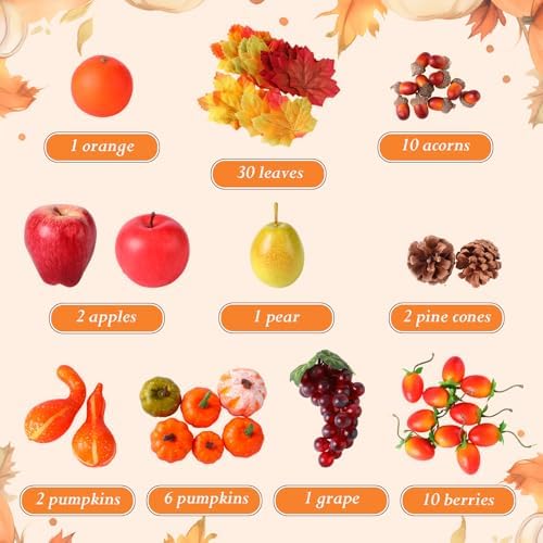 76 Pcs Thanksgiving Fall Cornucopia Basket Set Fall Table Centerpiece