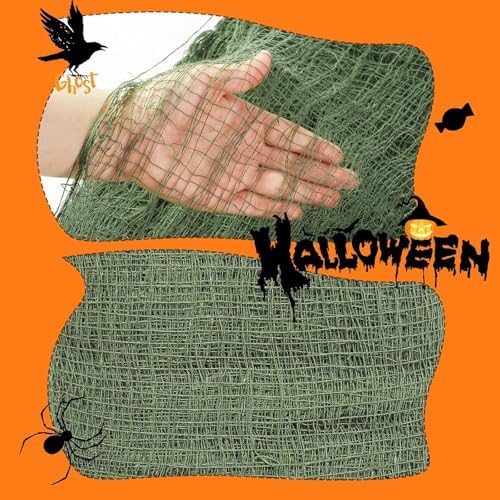 Halloween Green Creepy Cloth 79 X 197 in, Spooky Scary Gauze for Home Decor