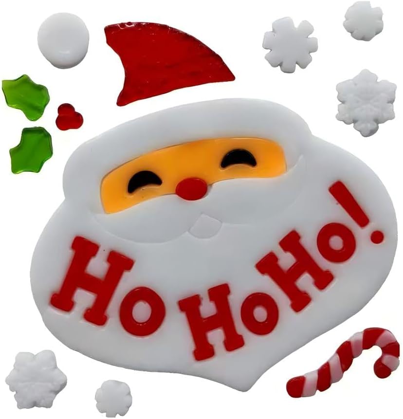 Gift&Fun 4sheets Christmas Gel Window Clings, Holiday Decorative Stickers with Santa, Snowman, Snowflakes, 7.9x7.9 Inch(Christmas Window Gel Cling Snowman