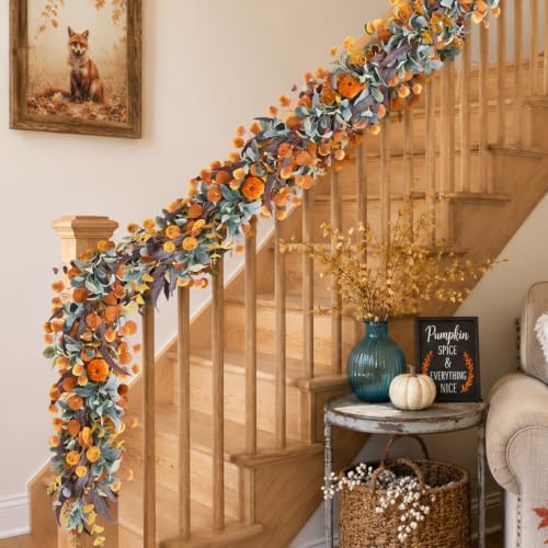 Waipfaru 2 Pcs Fall Eucalyptus Garland Thanksgiving Vine for Fall Decor