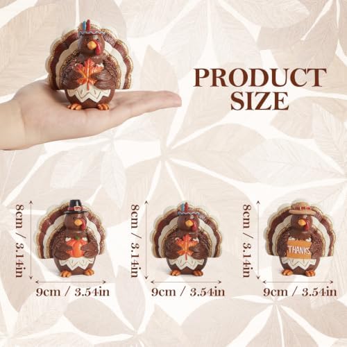 WDS WONDROUS Thanksgiving Turkey Resin Decor Set of 3