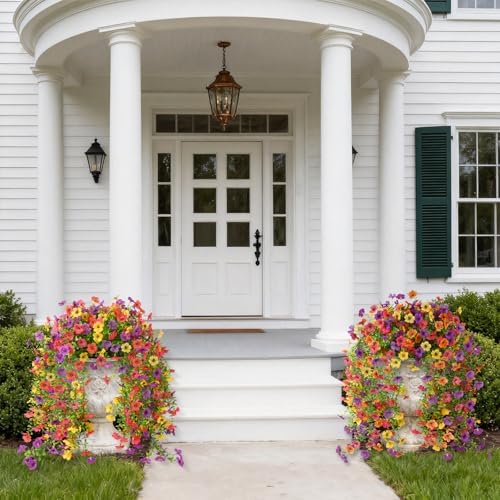 Hommyea Artificial Fake Fall Flowers Plants for Outdoors Mums Home Decor