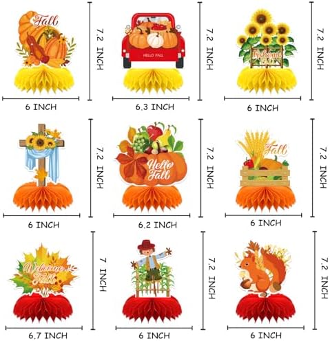 Fall Fall Table Decorations, 9 Pcs, Honeycomb Fall Party Decor