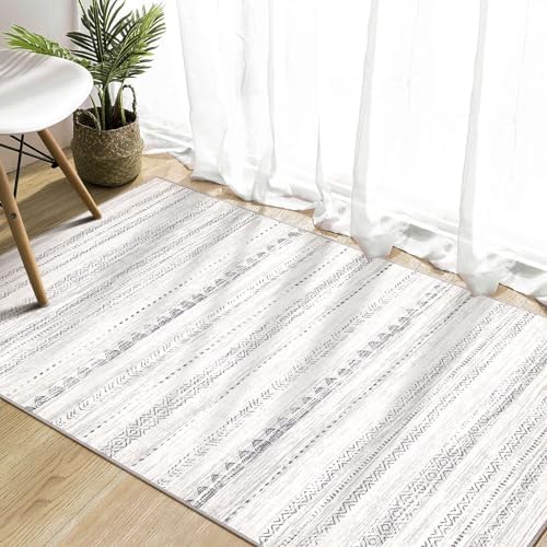 Nakagishi Boho 3x5 Area Rug Living Room Rugs Machine Washable Gray