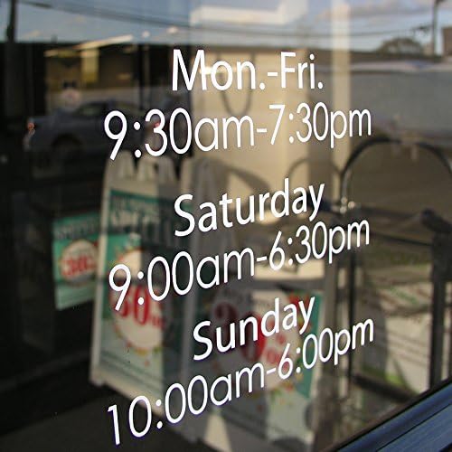 Custom Business Hours Window Decal / 10.5 x 13.5