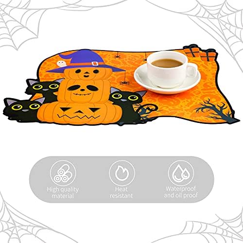 MCEAST 6 Pack Halloween Plastic Placemats Pumpkin Spider Ghost Table Mats