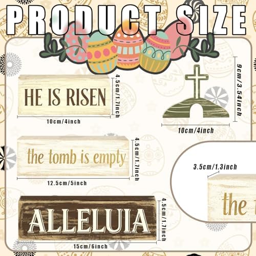 Easter Decorations - He Is Risen Tomb Cross Tiered Tray Decor - Religious Easter Wooden Tabletop Sign - Faith Farmhouse Easter Home Decor Indoor - Spring Home Decor for Living Room, Kitchen Counter, Seasonal Farmhouse Display