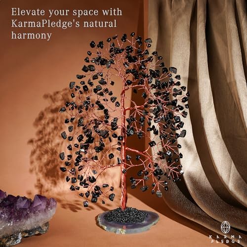 Crystal Tree of Life Birthday Gifts for Women, Men, Frineds, Handmade Black Obsidian Chakra Healing Tree for Home