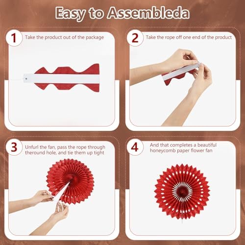 20 Pcs Deep Brown Hanging Paper Fan, Hanging Honeycomb Round Paper Fans for Weddings, Birthdays, Christmas, Baby Showers, Classroom, Events Ceiling Party Supplies Decorations
