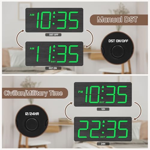 DreamSky Wooden Digital Alarm Clock for Bedroom with Large Numbers