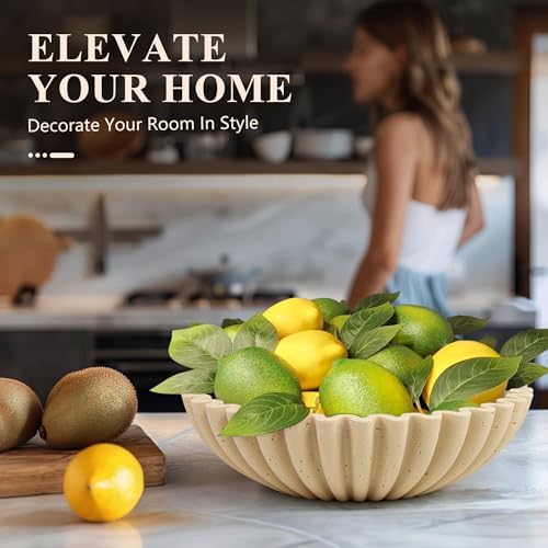 YMXYJM Large Decorative Bowl, Modern Handicraft Bowls for Home Decor, Decorative Fruit Bowl for Kitchen Counter, Ruffle