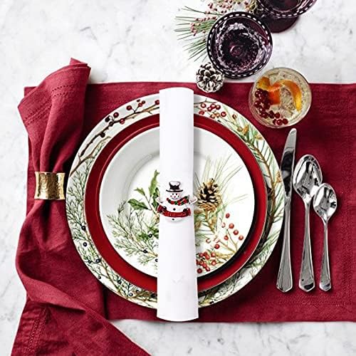 LogHog Snowman Christmas Napkin Rings Set of 6,Delicate Cute Napkin Holder Rings Table Decorations for Christmas Winter Holiday Daily Dinner Party Decor Favor (Snowman)