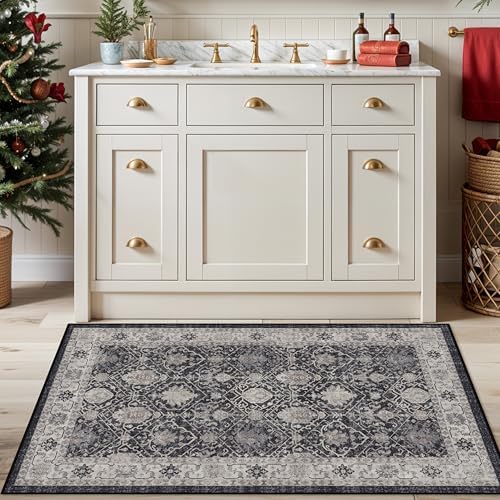 Washable 3x4 Entryway Area Rugs: Ultra Soft Low Pile Carpet for Kitchen Nursery Indoor Light-Weight Doormat Anti-Slip