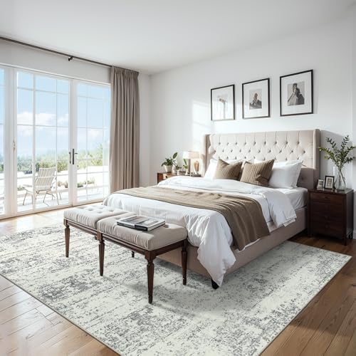 PLHXFR 6x9 Area Rug Living Room: Modern Abstract Washable Carpet Grey