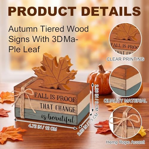 4 Pcs 4 Pcs Fall Decoration for Home Wooden Maple Leaf Decor