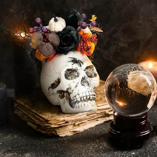 Daifunli Halloween Table Centerpieces Decorations, Skeleton Head Crow