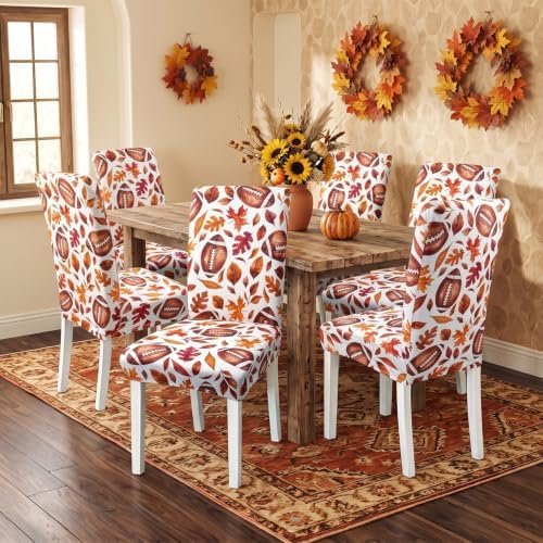 Fall Football Chair Covers Set of 6 for Dining Home Party Decor