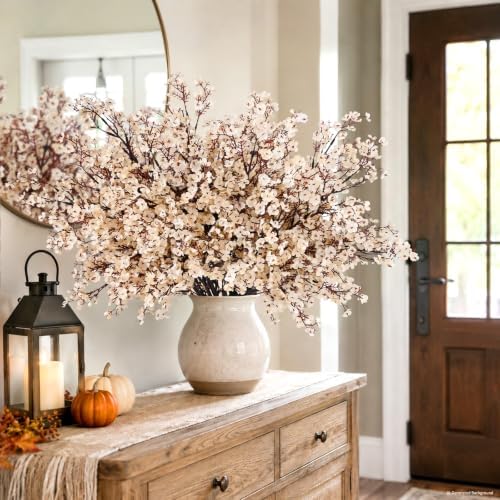 30 Pcs Baby Breath Flowers Artificial Bulk, Fake Fall Flowers, Champagne