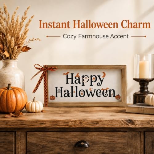 Happy Halloween Sign Pumpkin Bat Ghost Wall Table Shelf Home Decor