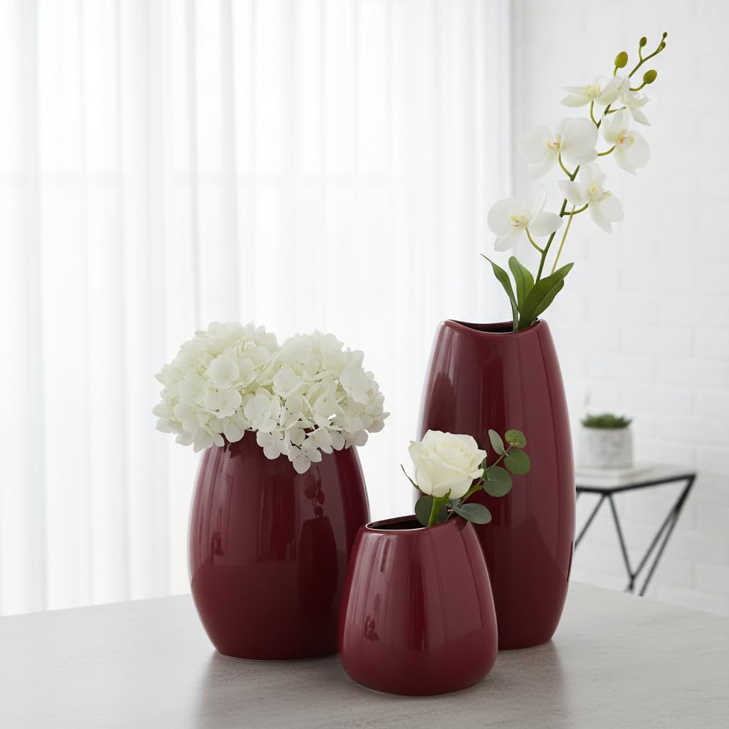 Ceramic Vase Flower Vase / Red / Set of 3