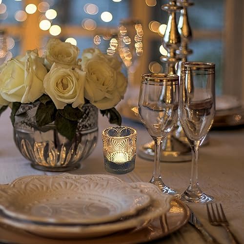 Woho 12pcs Clear Votive Candle Holders, Tealight Candle Holder for Wedding