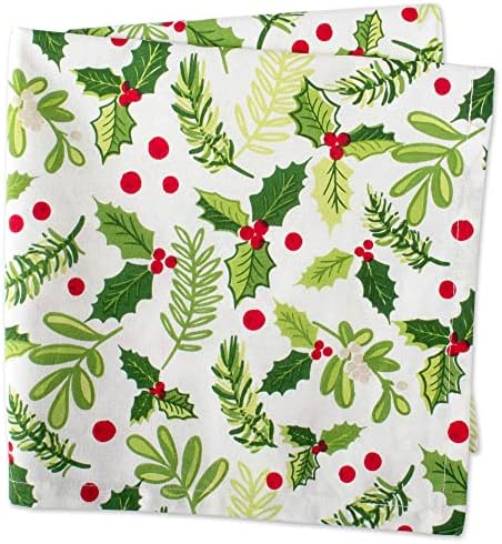 DII Boughs of Holly Collection Decorative Holiday Dining Table & Kitchen Décor, Napkin Set, 20x20, Christmas Greenery, 6 Count
