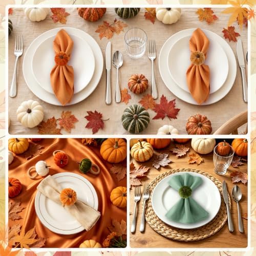 Fall Thanksgiving Pumpkin Napkin Rings Set of 6, Thanksgiving Table Decor