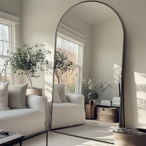 Antok 82" x44” Arched Full Length Mirror, Floor Mirror with Stand, Black
