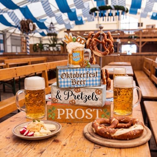 Colingmill 4 Pcs Oktoberfest Table Decorations Wooden Beer Sign