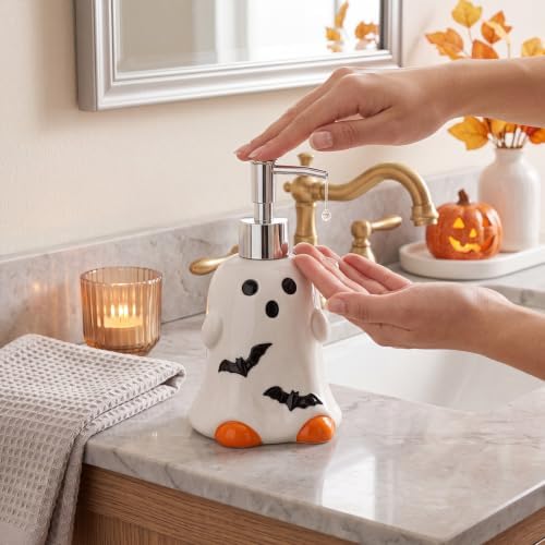 Potchen Ghost and Bat Soap Dispenser Ceramic Pump Bathroom Decor
