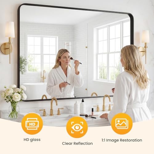 30"x 40" Black Bathroom Mirror for Sink, Rectangle Vanity Mirror