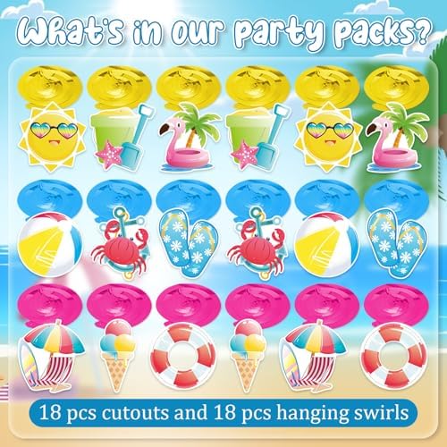 Summer Pool Hanging Swirls, 36 Pcs