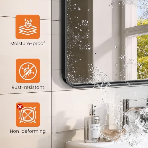 24"x 36" Black Bathroom Mirror for Sink, Rectangle Vanity Mirror