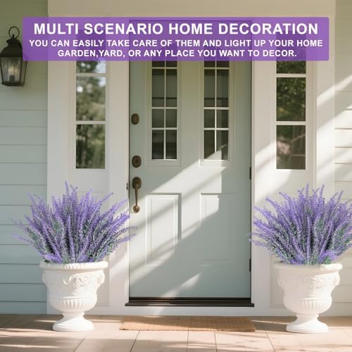 TURNMEON 10 Bundles Artificial Lavender Flowers for Outdoors Summer Decor