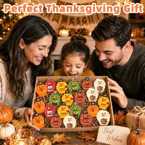 100Pcs Fall Mini Resin Ducks 6 Styles Thanksgiving Tiny Turkey Duck