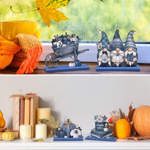 Yousoontic 6 Pcs Fall Thanksgiving Table Decor, fresh, Blue
