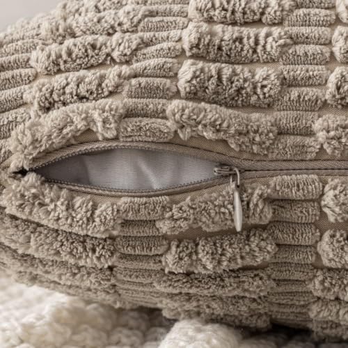 MIULEE Lumbar Corduroy Decorative Throw Pillow Covers 24x14 Light Brown