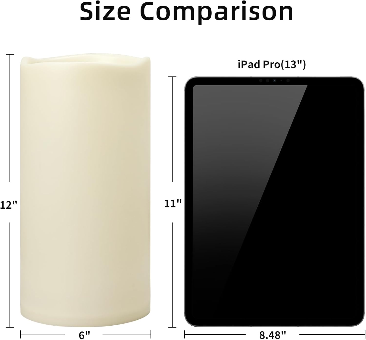 Outdoor Flameless Candles 6" x 12" Large Battery-Operated Candles Set of 2 | LED Flickering Pillar Candles, Waterproof