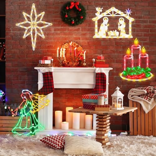 TRWYMZ Christmas Decorations - 16" Christmas Window Silhouette Lights