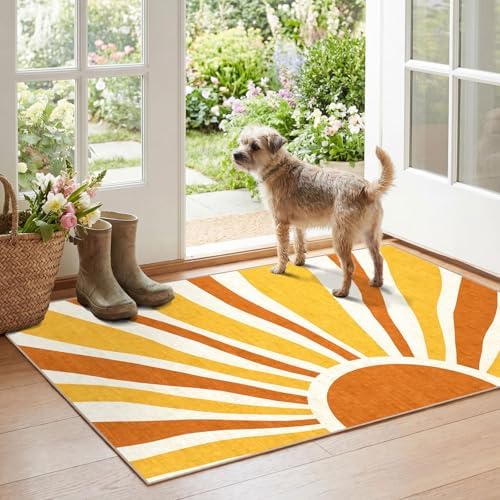 Boho Outdoor Rug - 28" x 43" Front Door Mat Indoor Outside Entrance