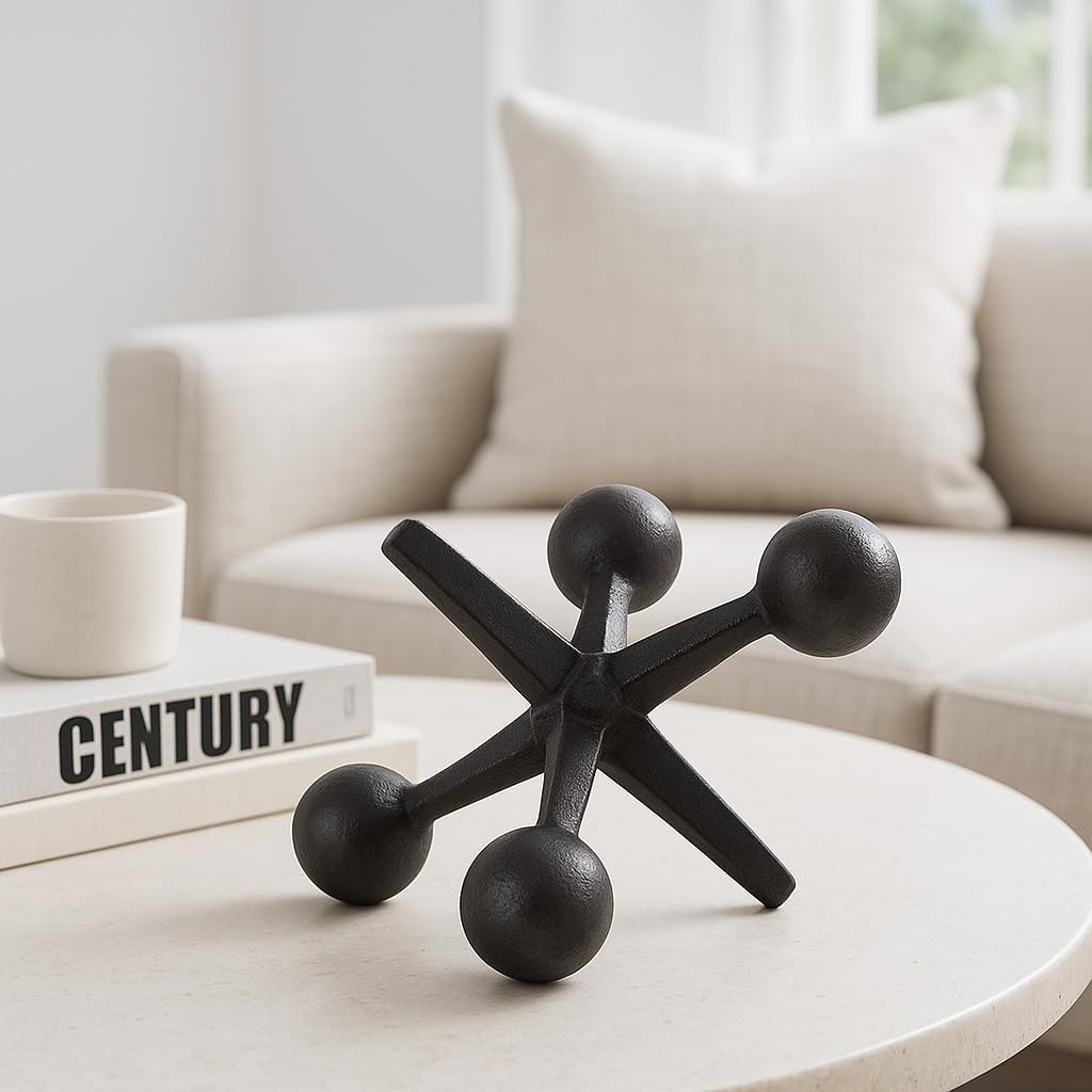 Metal Jacks Decorative Object / 5.0" H / Black