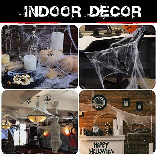 1000 sqft Spider Webs Halloween Decorations with 30 Fake Spiders