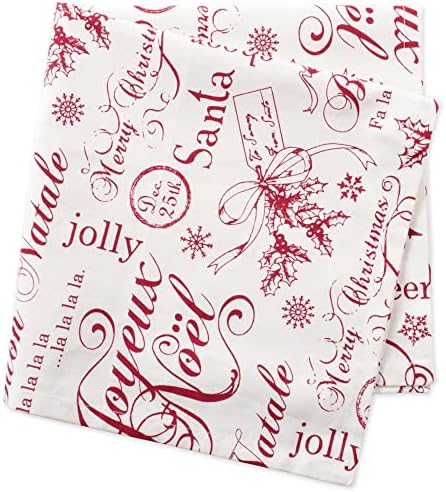 DII Vintage Christmas Kitchen Textile Collection, Napkin Set, 20x20, Joyeux Noel, 6 Piece